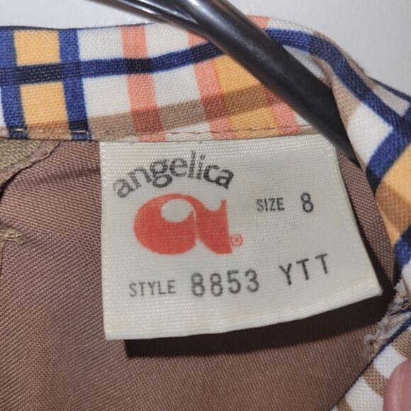 Rare Vintage 80s Plaid Diner Fast Food Button Down Uniform Top Angelica - Picture 3 of 7